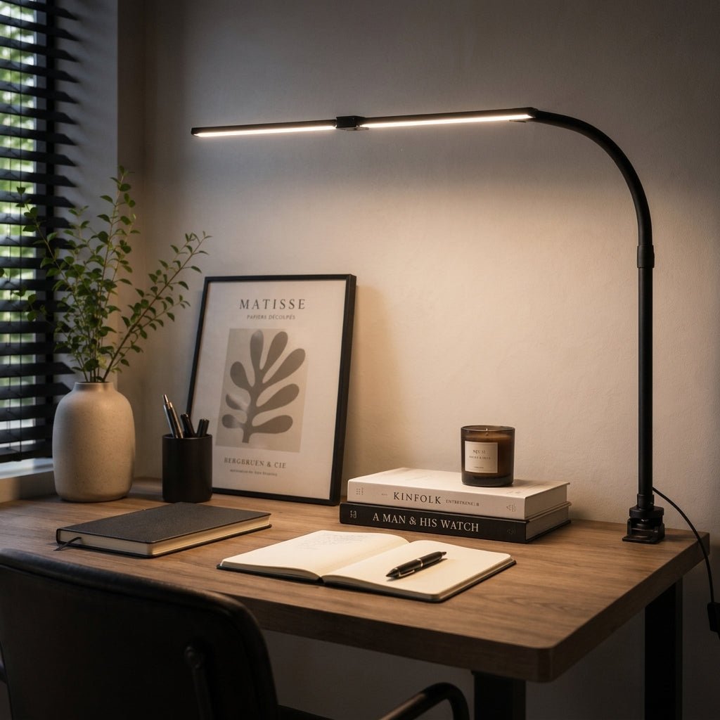 LED Schreibtischlampe mit flexiblem Schwanenhals und Klemmhalterung - Desk Lamps - Voldeva