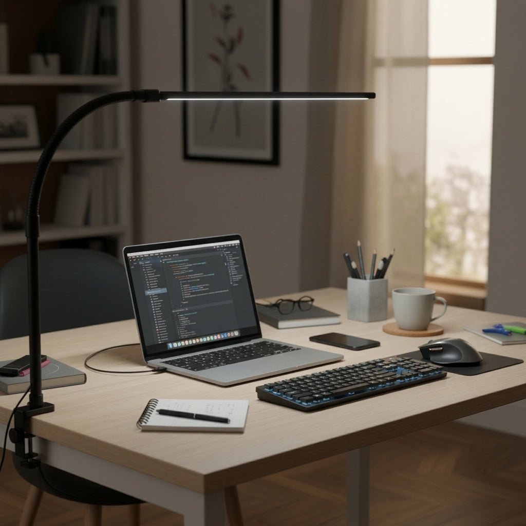 LED Schreibtischlampe mit flexiblem Schwanenhals und Klemmhalterung - Desk Lamps - Voldeva