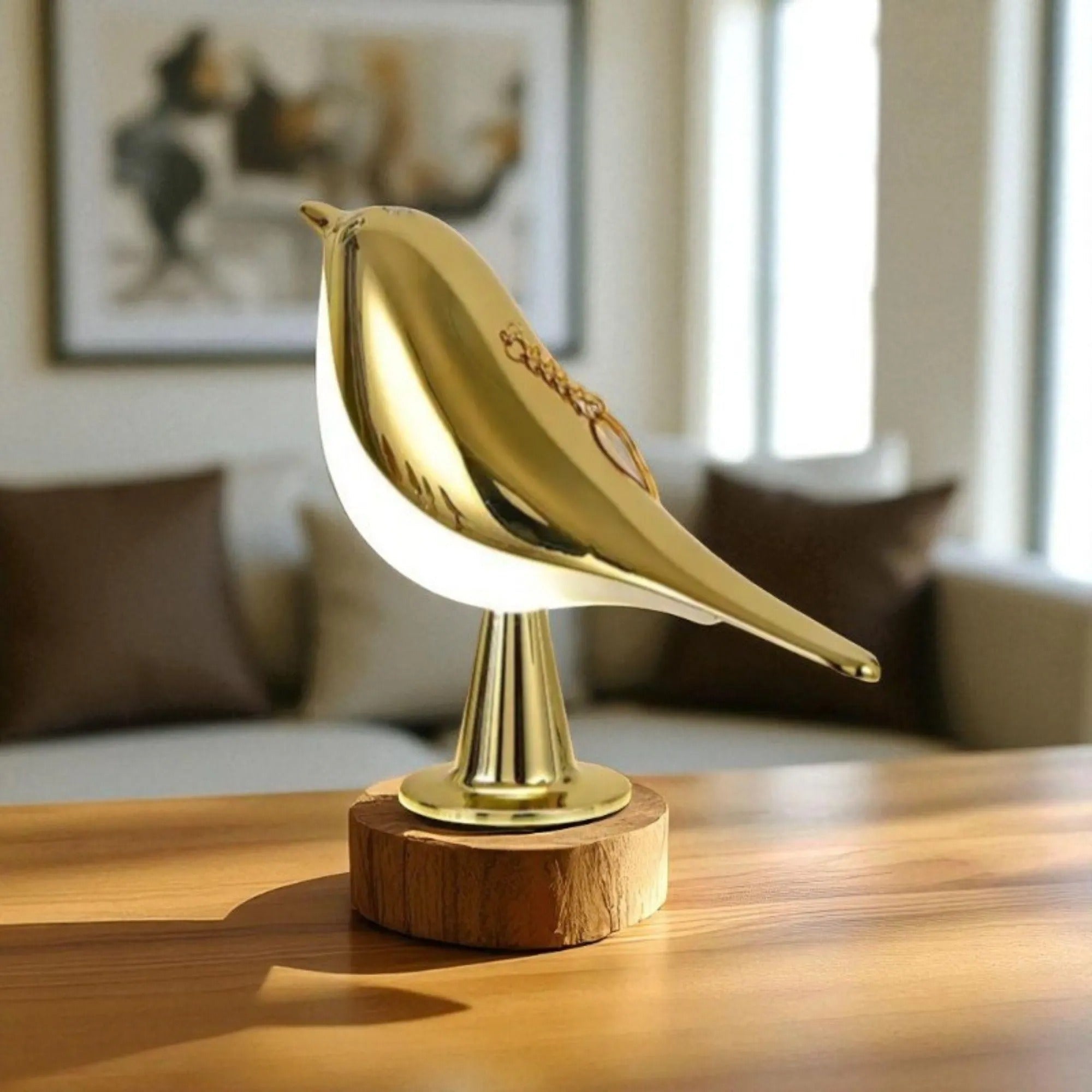 LED Tischleuchte im modernen Vogel Design - Tischlampen - Gold - Voldeva