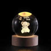 Leuchtende 3D Kristallkugel Tischlampe Galaxie Motiv - Tischlampe - Teddybär - Voldeva