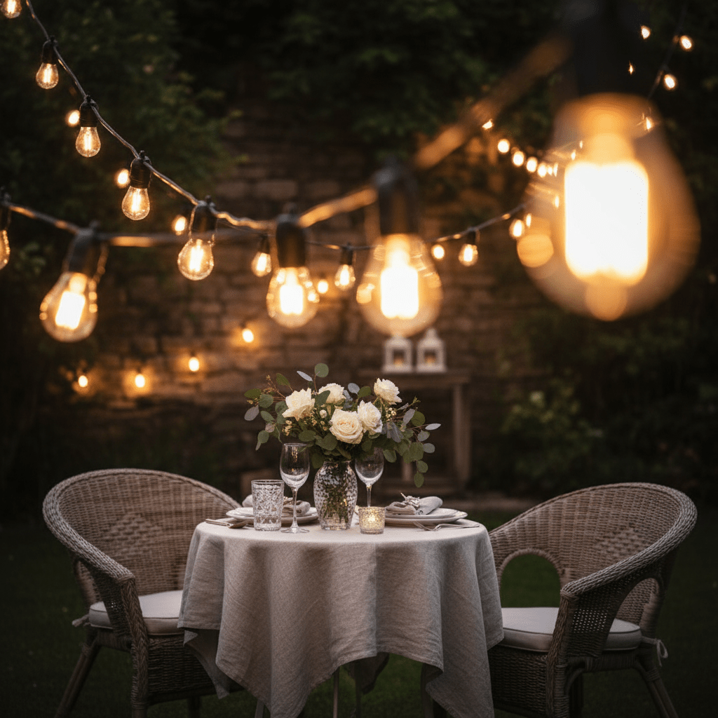 Outdoor LED - Lichterkette mit hängenden Edison - Birnen - Lichterkette - 15 m – 15 Leuchten (1W - 2700K - 220V) - Voldeva