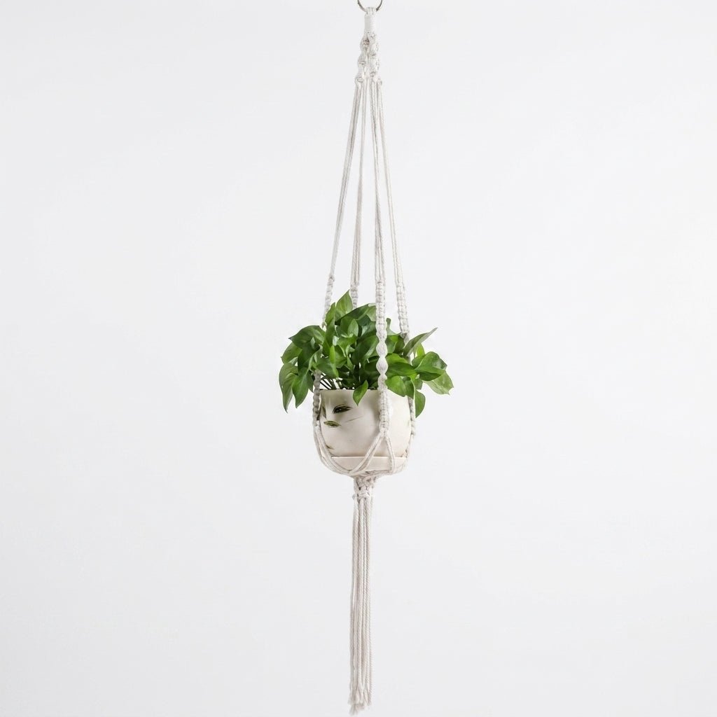 Makramee Blumenampel Geknüpft mit gedrehtem Kordeldesign - Hängepflanzgefäß - Ring - Voldeva