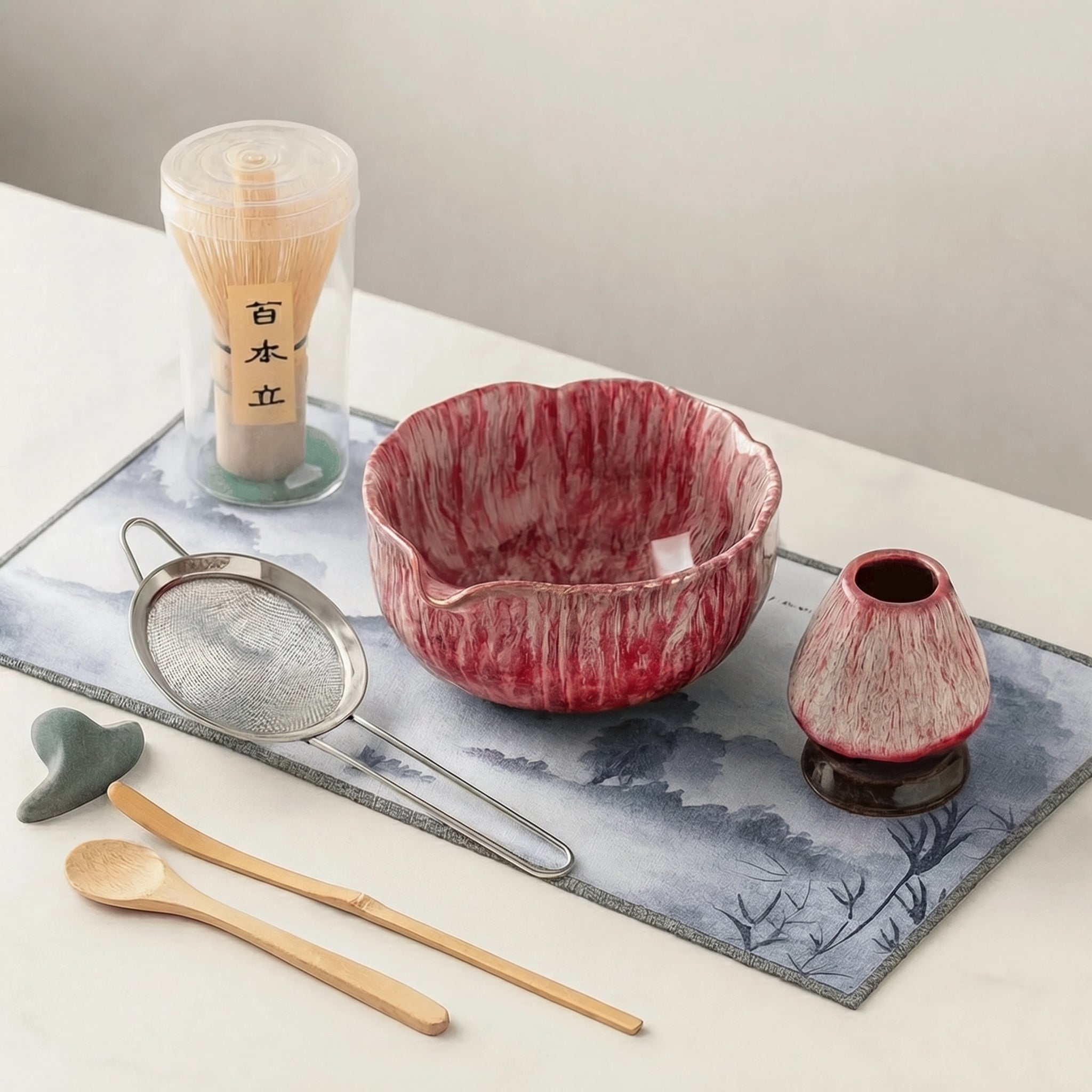 Matcha - Set mit Schale und Zubehör - Teeset - Rosa - Voldeva