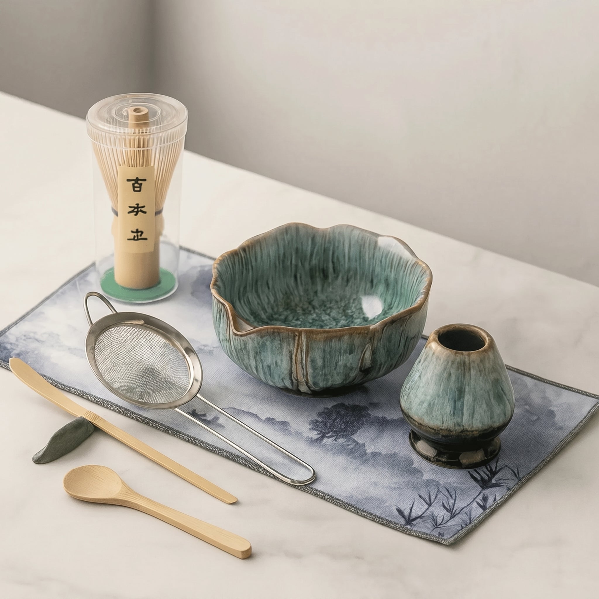 Matcha - Set mit Schale und Zubehör - Teeset - Blau - Voldeva