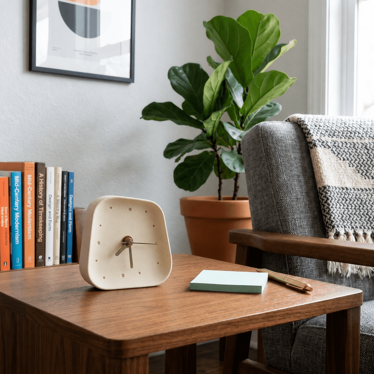 Minimalistisch Asymmetrisch Tischuhr - Desk Clocks - Creme - Voldeva