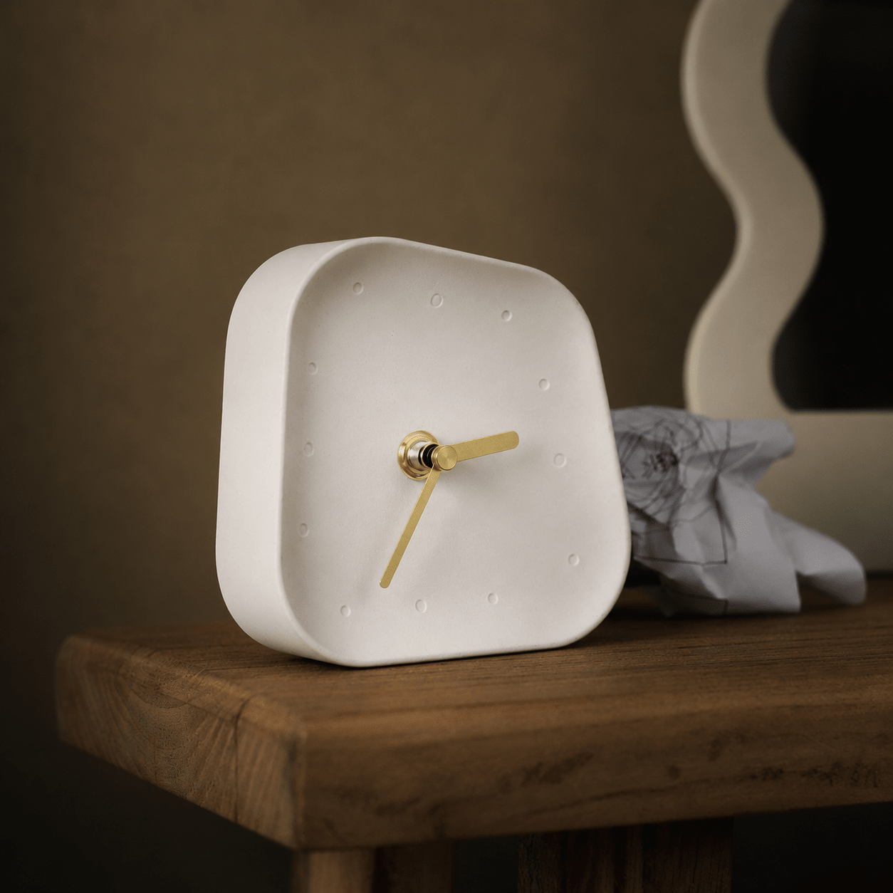 Minimalistisch Asymmetrisch Tischuhr - Desk Clocks - Weiß - Voldeva