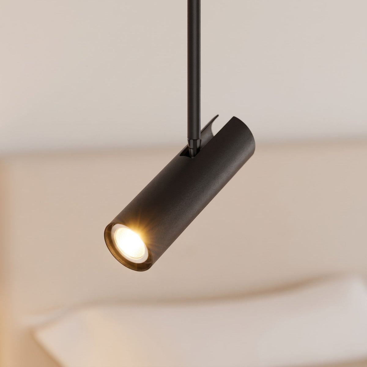 Minimalistische LED-Pendelleuchte mit schwenkbarem Spot - Pendant Light Fixtures - Schwarz - Voldeva