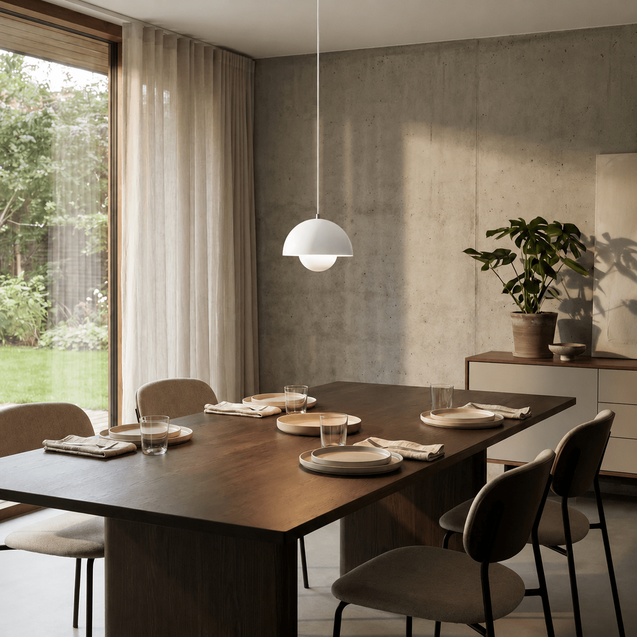 Minimalistische Pendelleuchte Halbkugel-Form - Pendelleuchte - Weiß - Voldeva