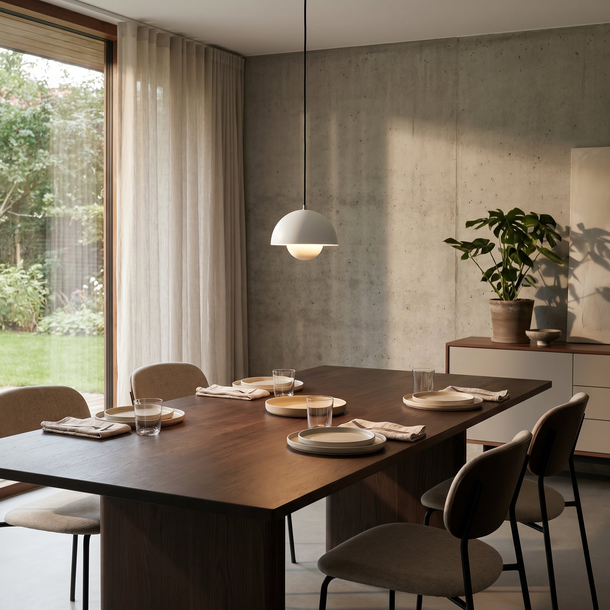 Minimalistische Pendelleuchte Halbkugel - Form - Pendelleuchte - Weiß - Voldeva