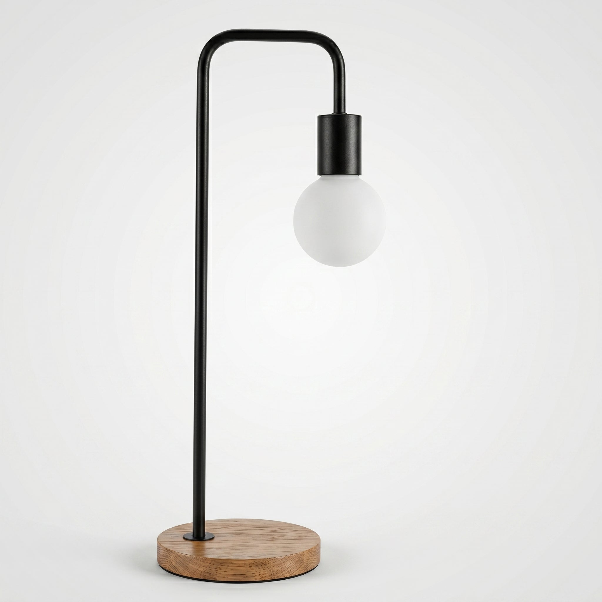 Minimalistische Tischlampe mit Gebogenem Metallarm - Lampen - Voldeva