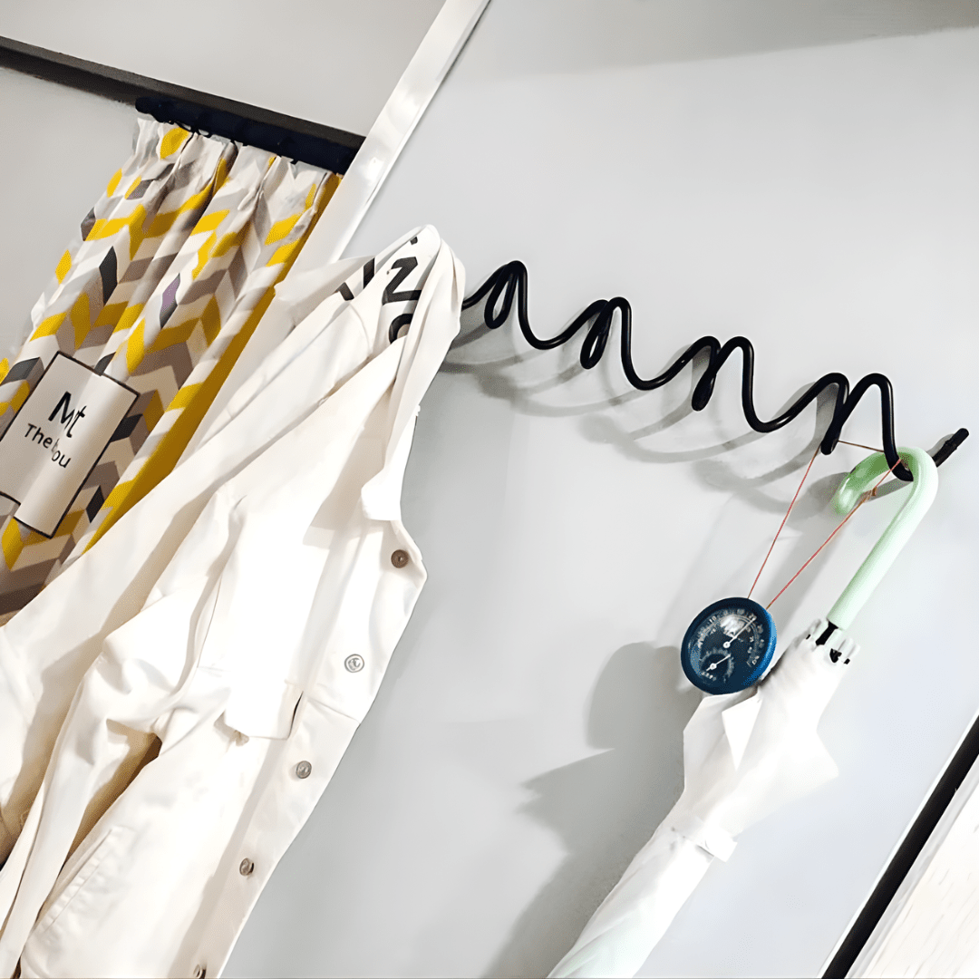 Minimalistische Wandgarderobe mit modernem Design aus Metall - Wandhaken - Schwarz - Voldeva
