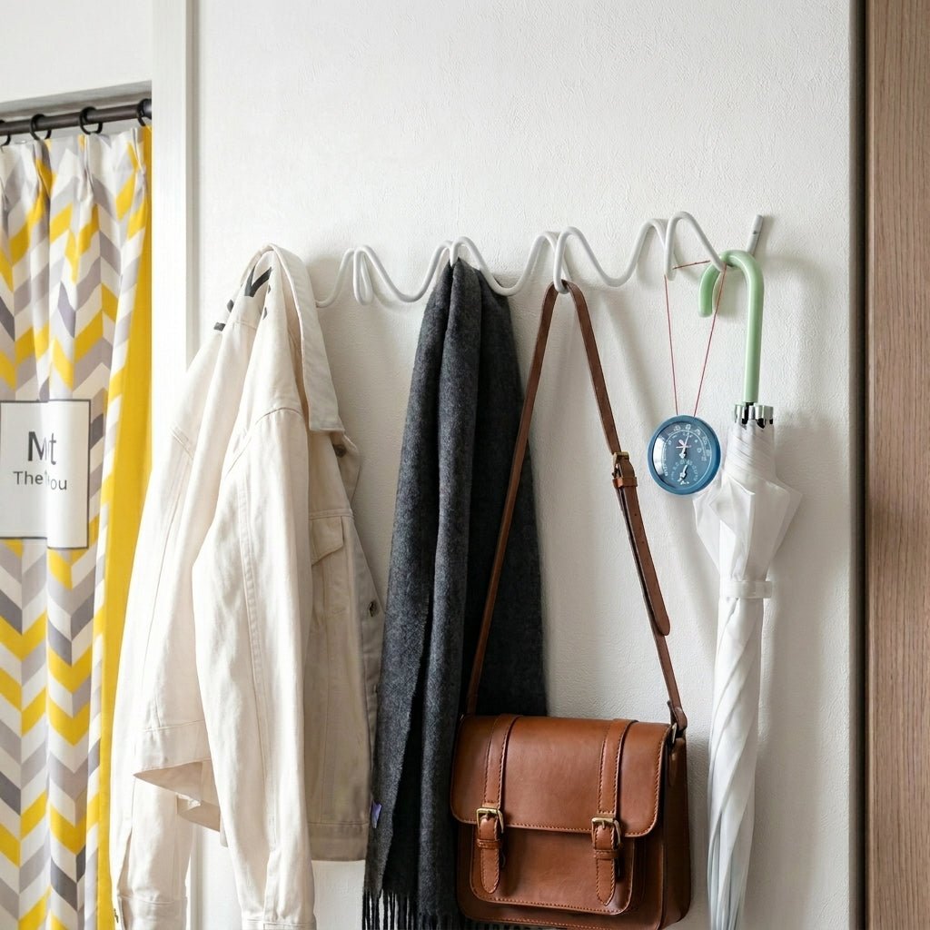 Minimalistische Wandgarderobe mit modernem Design aus Metall - Wandhaken - Weiß - Voldeva