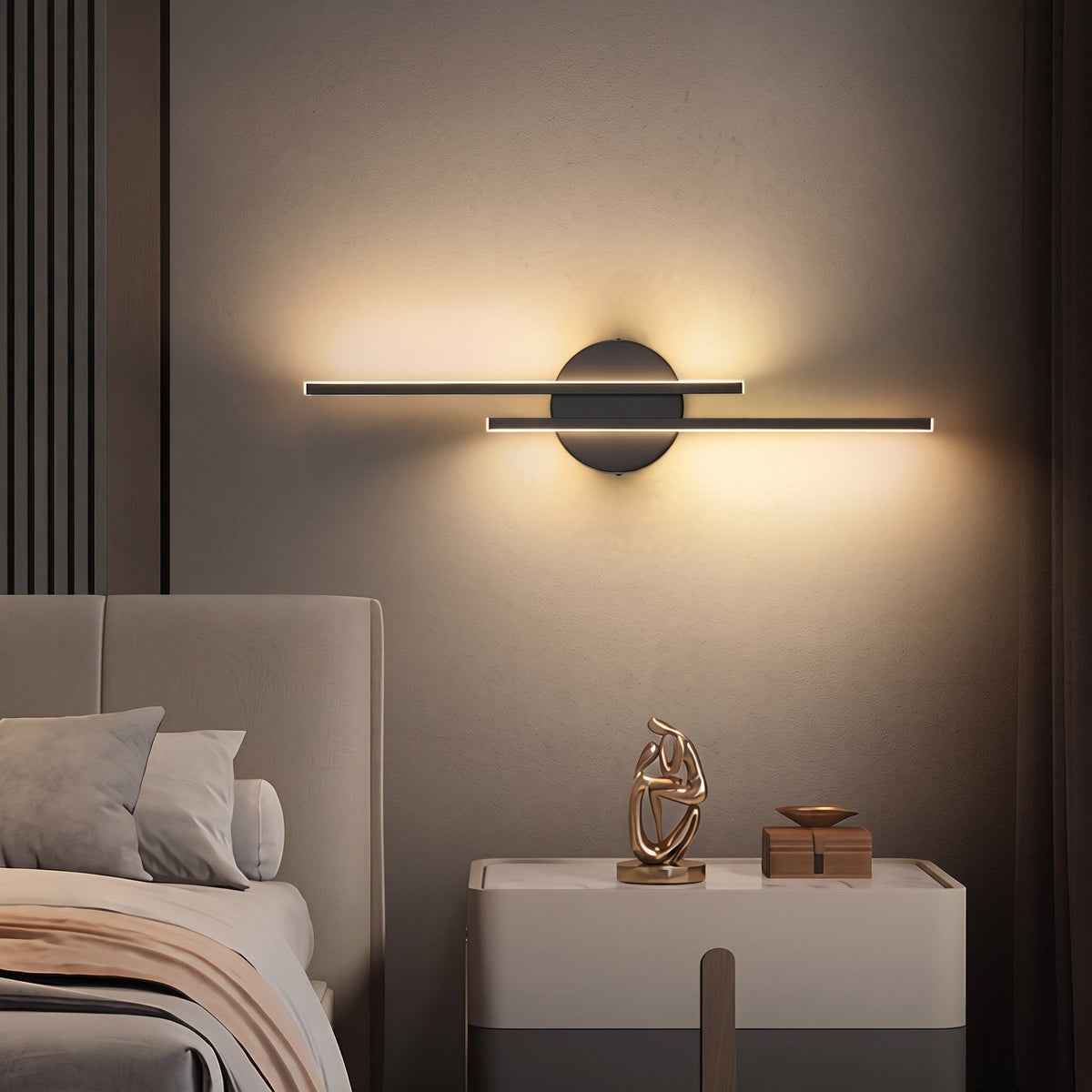 Minimalistische Wandleuchte mit Linearem Design und Scheibenelement - Wall Light Fixtures - Schwarz - Voldeva