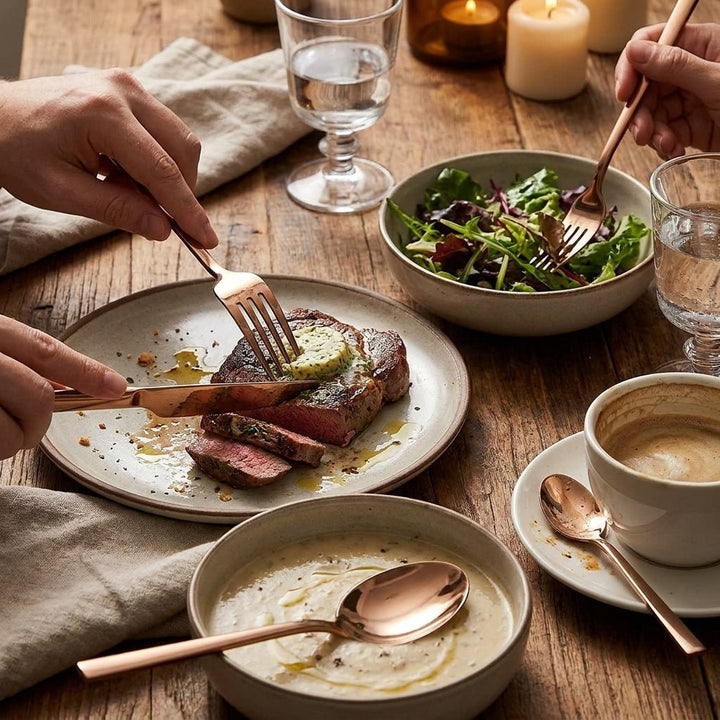 Minimalistisches Edelstahl Besteckset 30 - teilig - Küchenutensilien - Voldeva