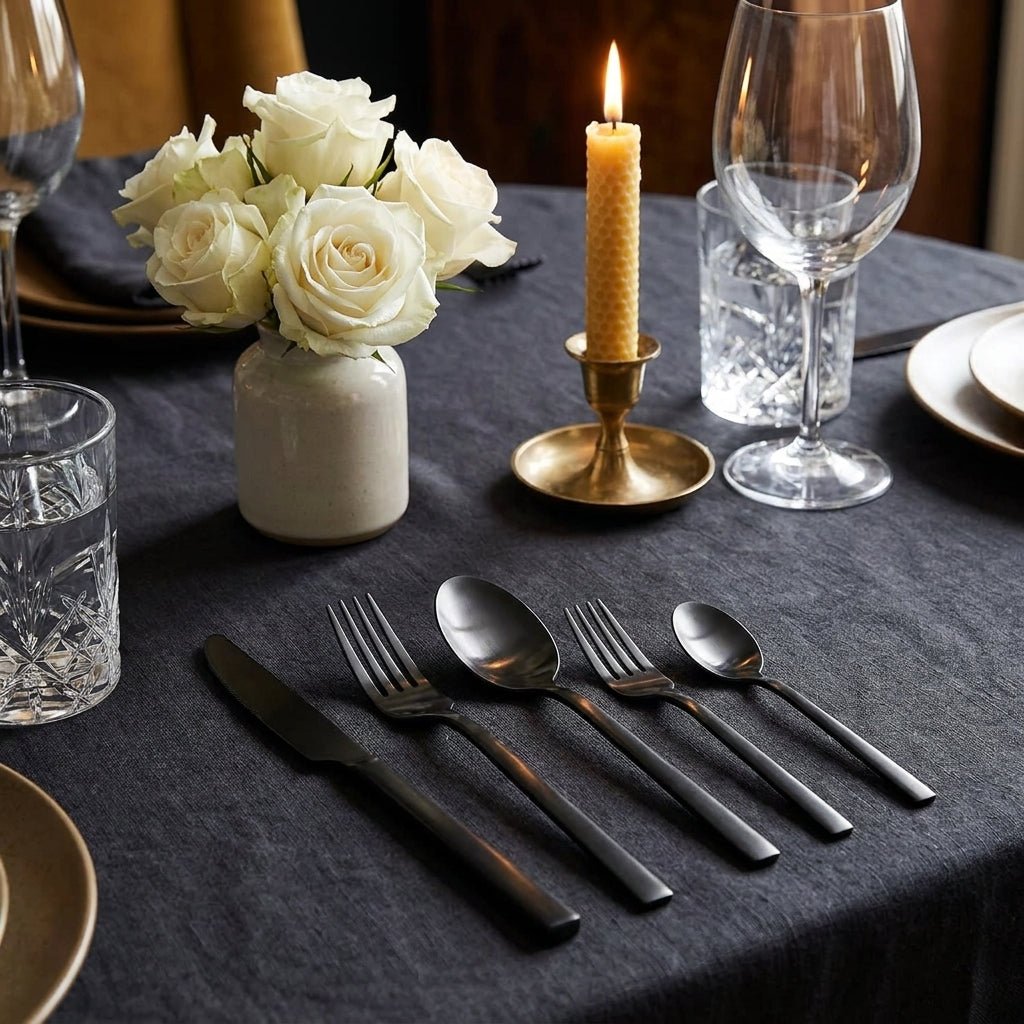 Minimalistisches Edelstahl Besteckset 30 - teilig - Küchenutensilien - Voldeva