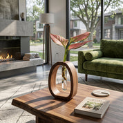 Minimalistisches Holz-Steckvase mit Glasröhrchen - Steckvase - Voldeva