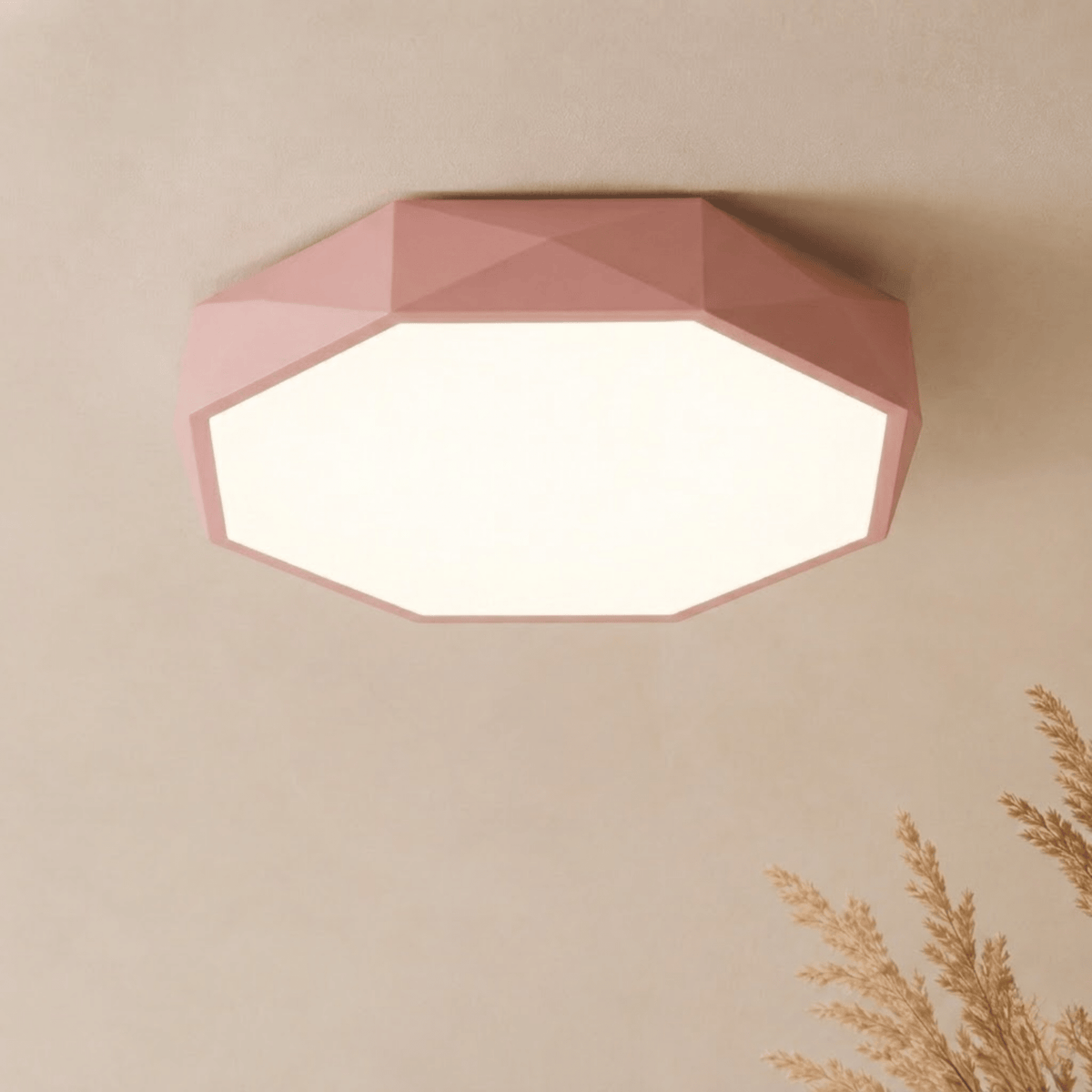 Moderne Geometrische LED Deckenleuchte im Facettendesign - Rosa - Voldeva