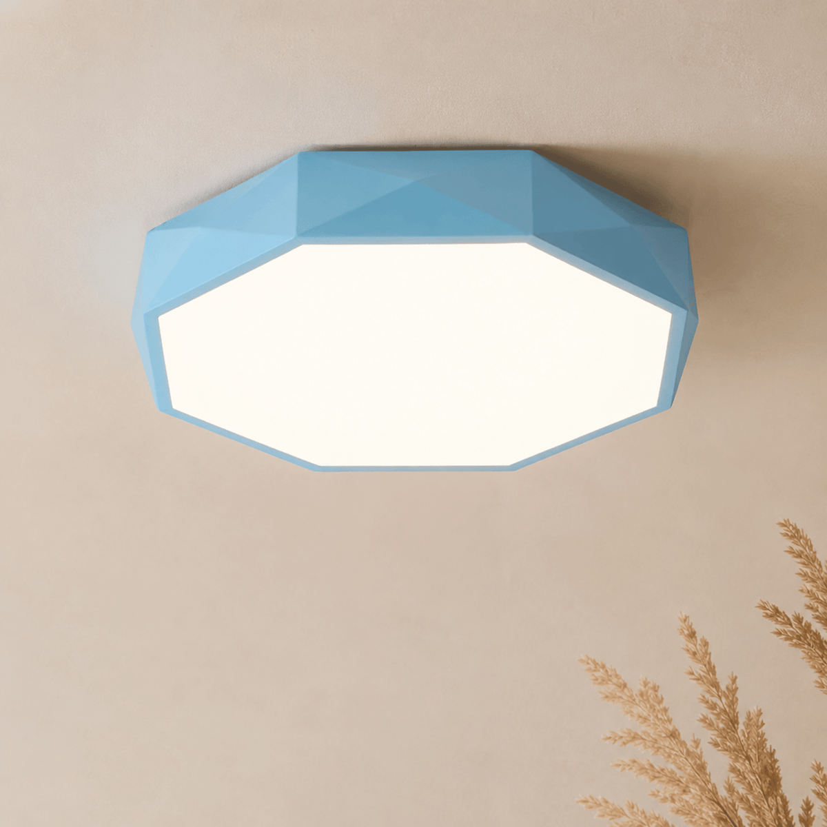 Moderne Geometrische LED Deckenleuchte im Facettendesign - Blau - Voldeva