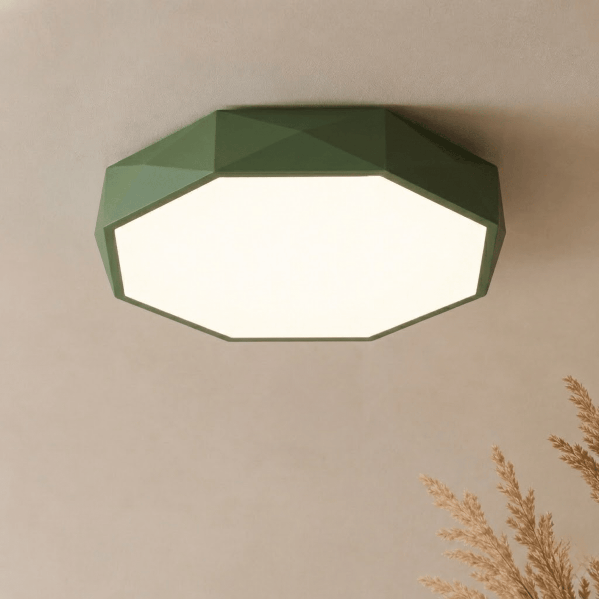 Moderne Geometrische LED Deckenleuchte im Facettendesign - Grün - Voldeva