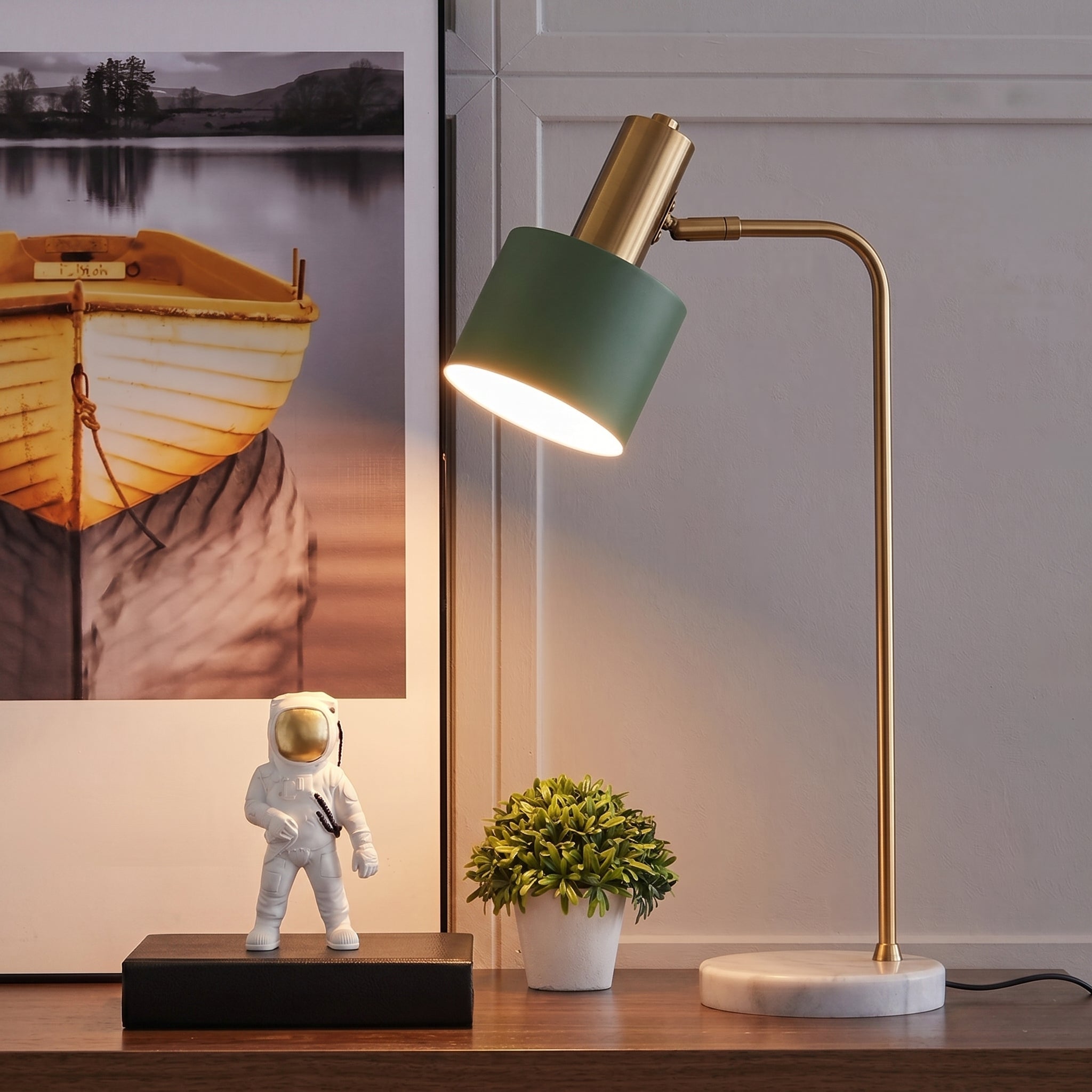 Moderne Goldene Schreibtischlampe mit Verstellbarem Schirm - Tischlampen - Tealschirm - Voldeva