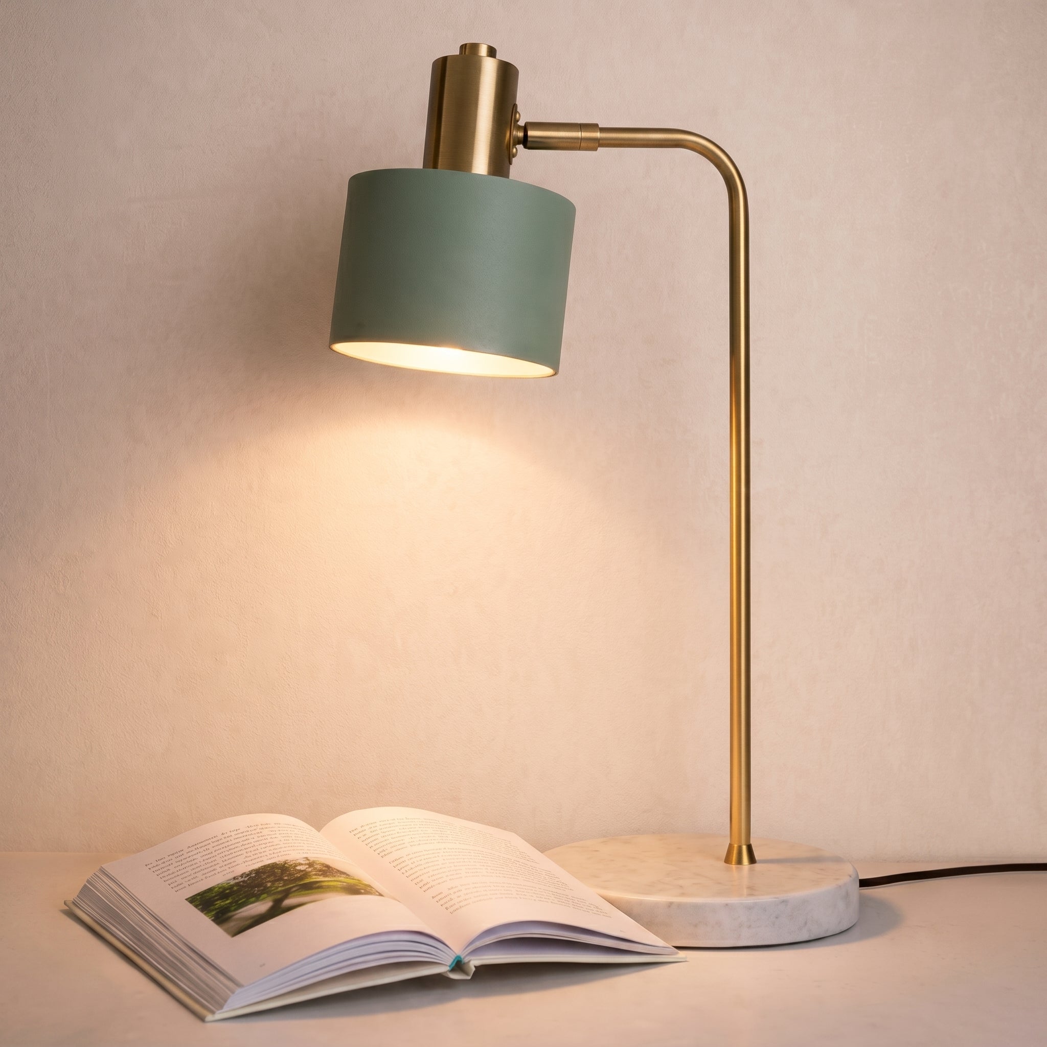 Moderne Goldene Schreibtischlampe mit Verstellbarem Schirm - Tischlampen - Tealschirm - Voldeva