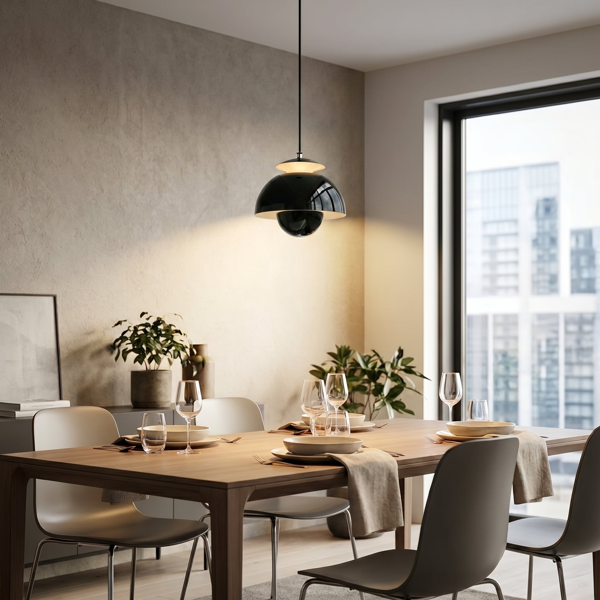Moderne Kuppel - Pendelleuchte im Dänischen Design - Pendelleuchte - Schwarz - Voldeva