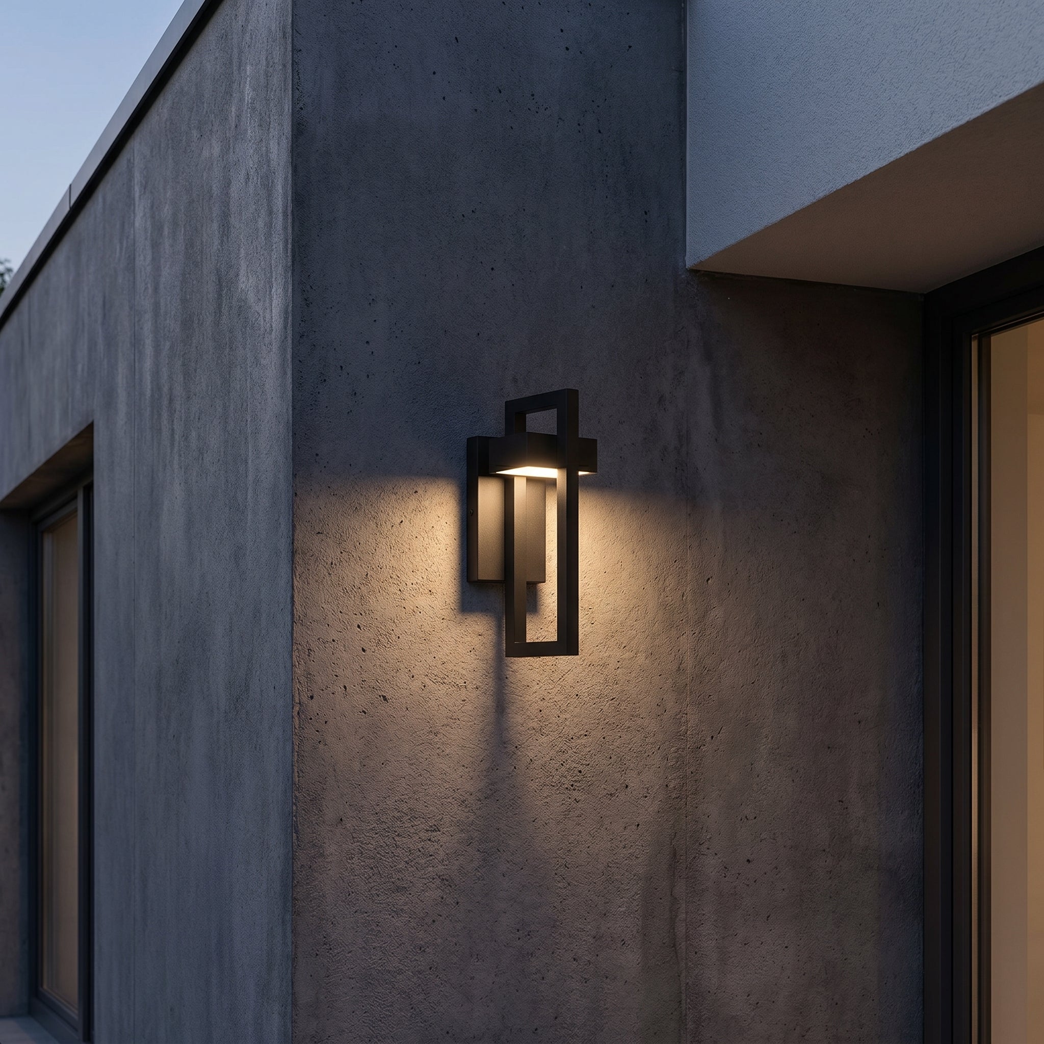 Moderne LED - Außenwandleuchte mit geometrischem Rahmendesign - Wandleuchte - Groß - Voldeva