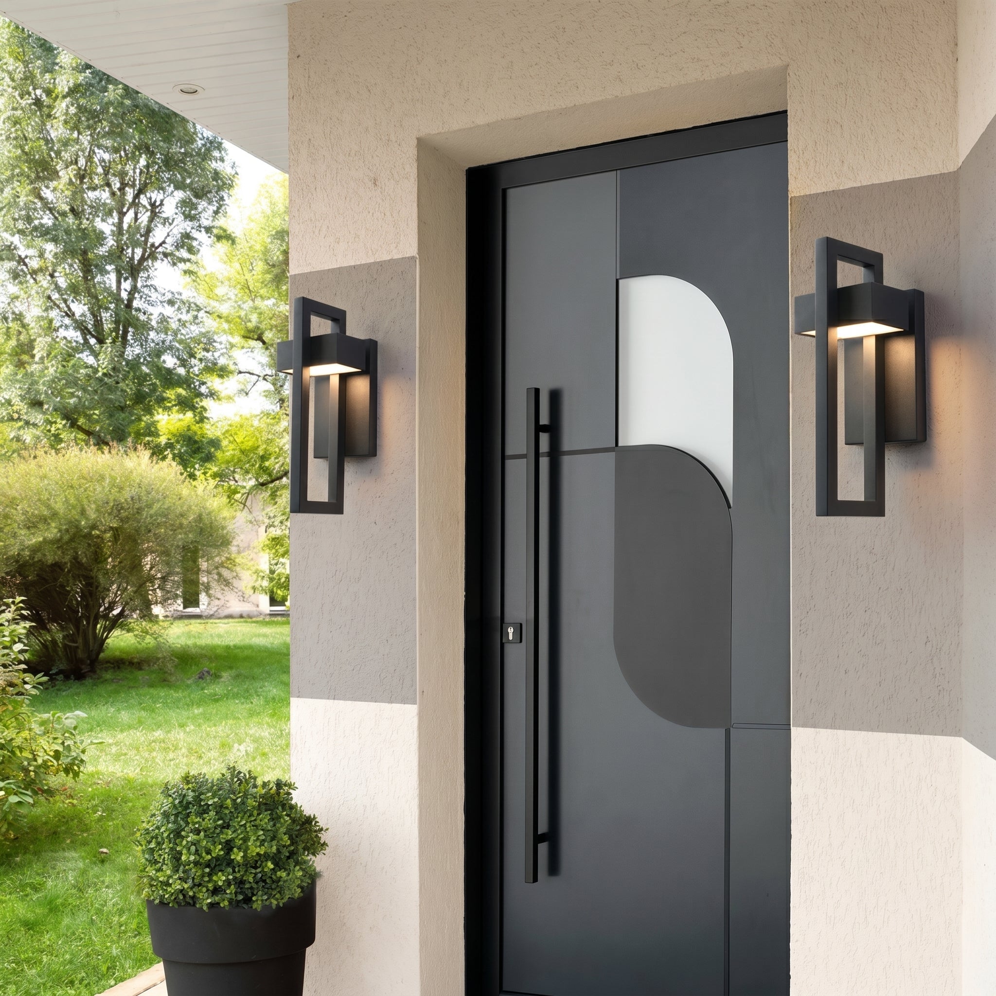 Moderne LED - Außenwandleuchte mit geometrischem Rahmendesign - Wandleuchte - Groß - Voldeva