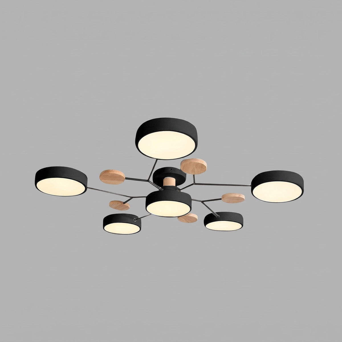 Moderne LED Deckenleuchte mit Astdesign und Holzakzenten - Pendant Light Fixtures - Schwarz - Voldeva