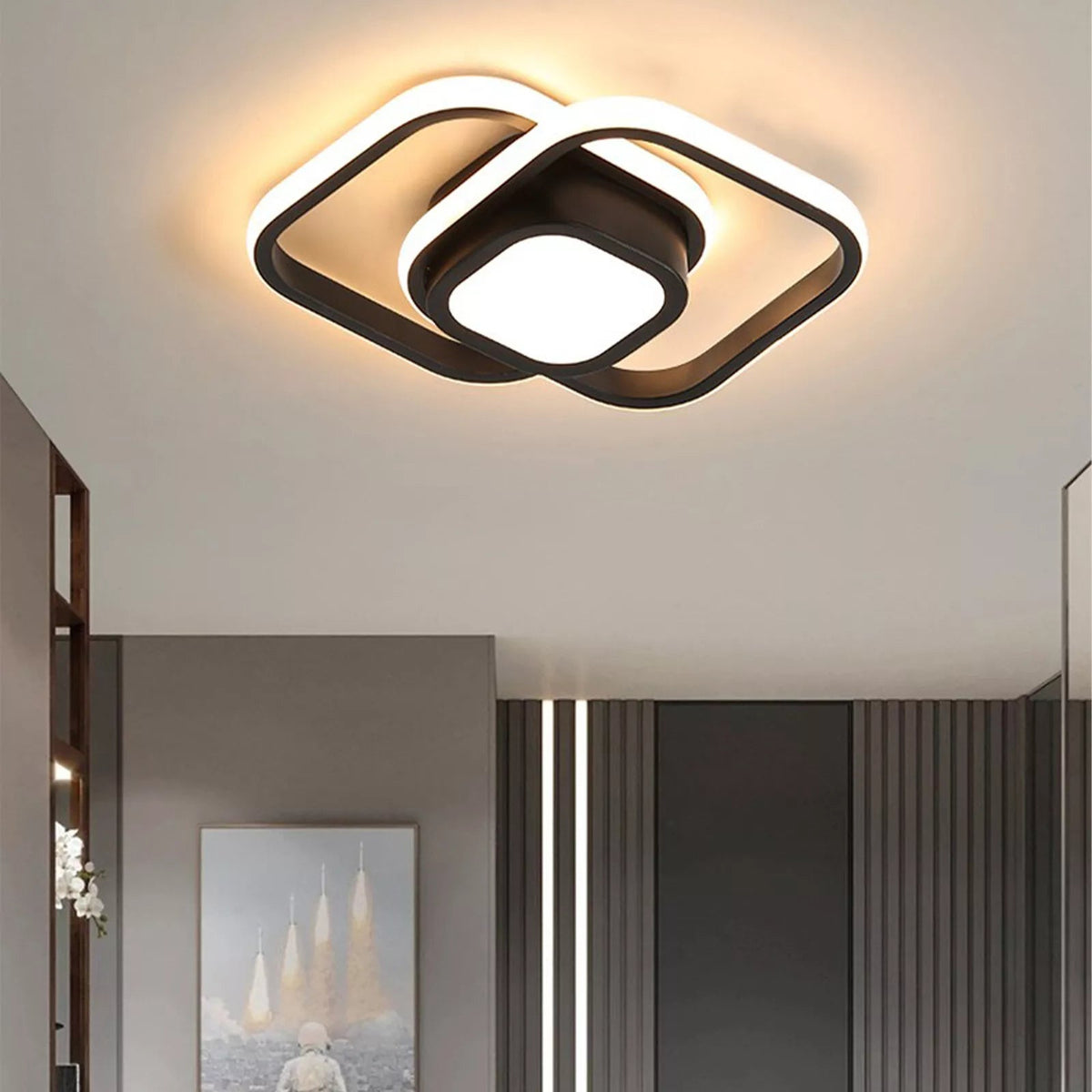 Moderne LED Deckenleuchte mit Doppelring Design - Ceiling Light Fixtures - Schwarz - Voldeva