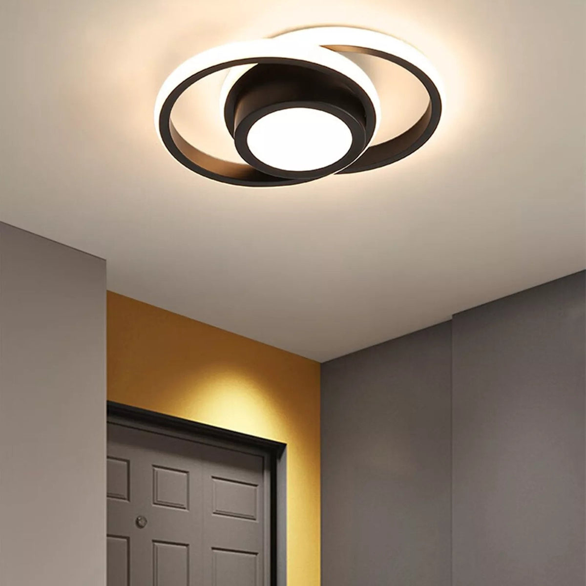Moderne LED Deckenleuchte mit Doppelring Design - Ceiling Light Fixtures - Schwarz - Voldeva
