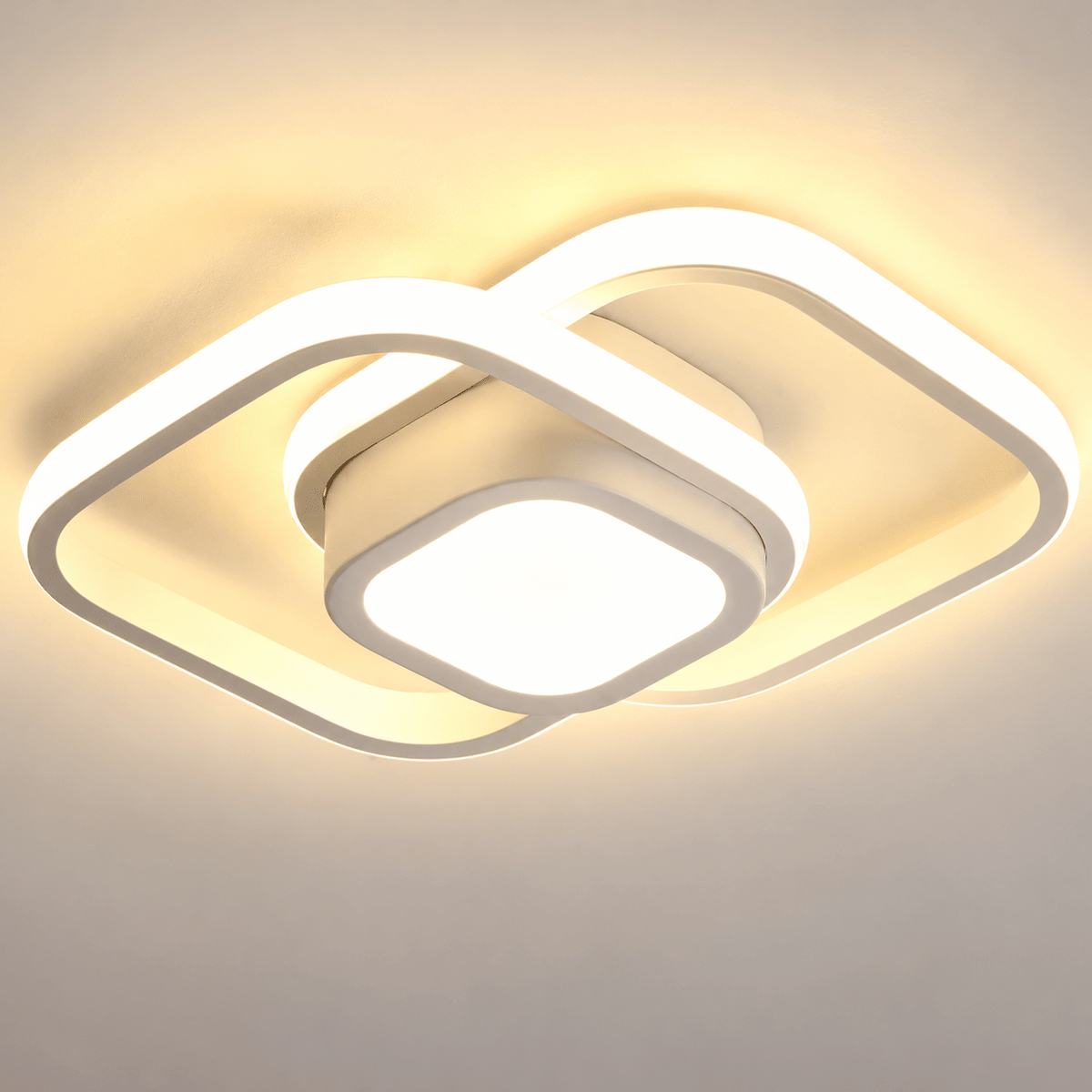 Moderne LED Deckenleuchte mit Doppelring Design - Ceiling Light Fixtures - Weiß - Voldeva
