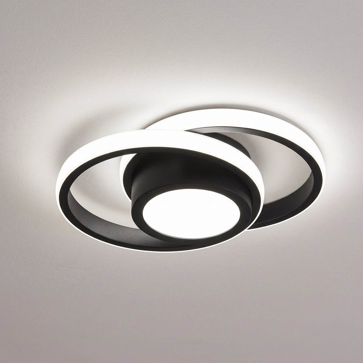 Moderne LED Deckenleuchte mit Doppelring Design - Ceiling Light Fixtures - Schwarz - Voldeva
