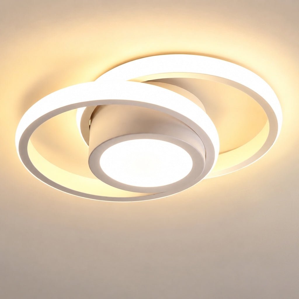 Moderne LED Deckenleuchte mit Doppelring Design - Ceiling Light Fixtures - Weiß - Voldeva