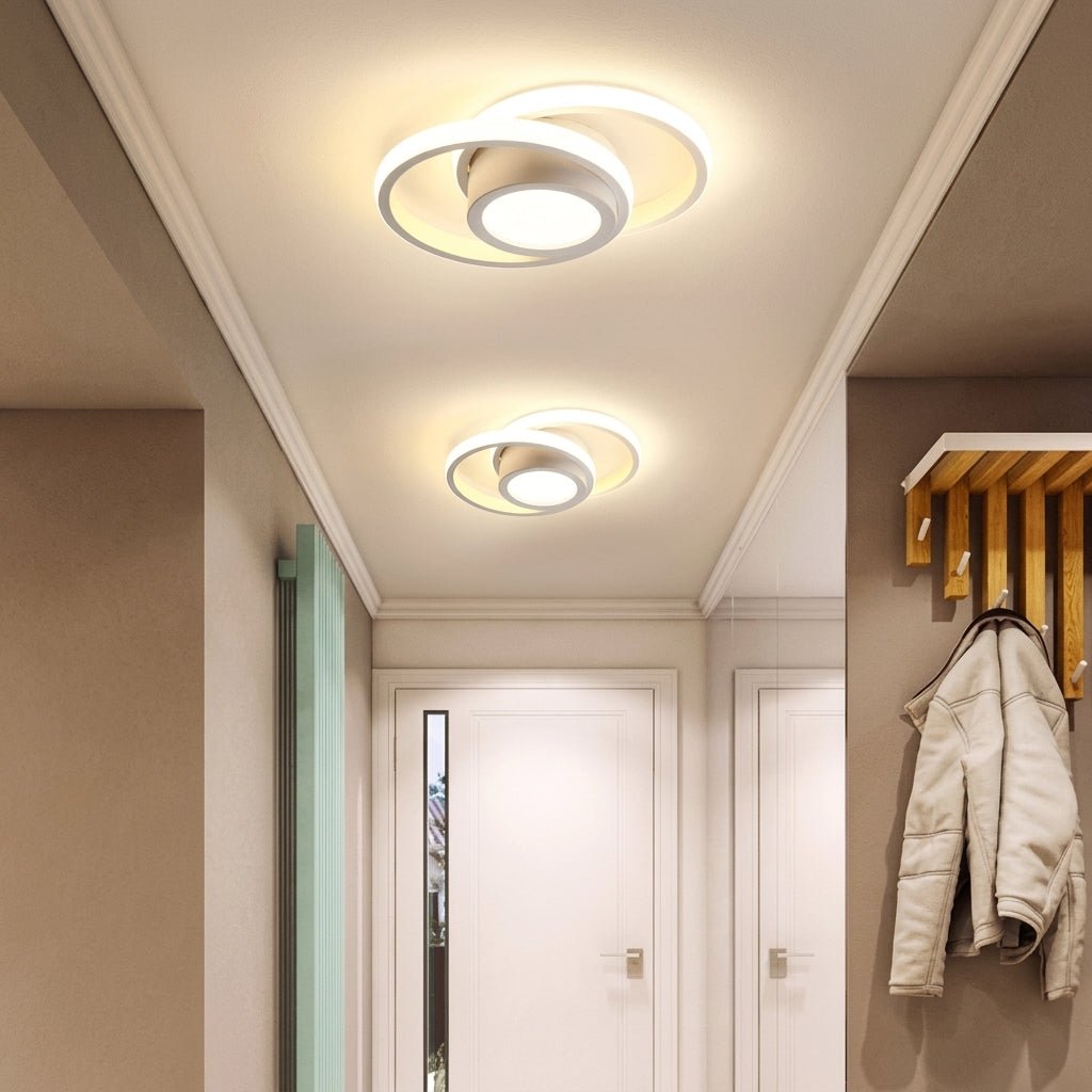 Moderne LED Deckenleuchte mit Doppelring Design - Ceiling Light Fixtures - Weiß - Voldeva