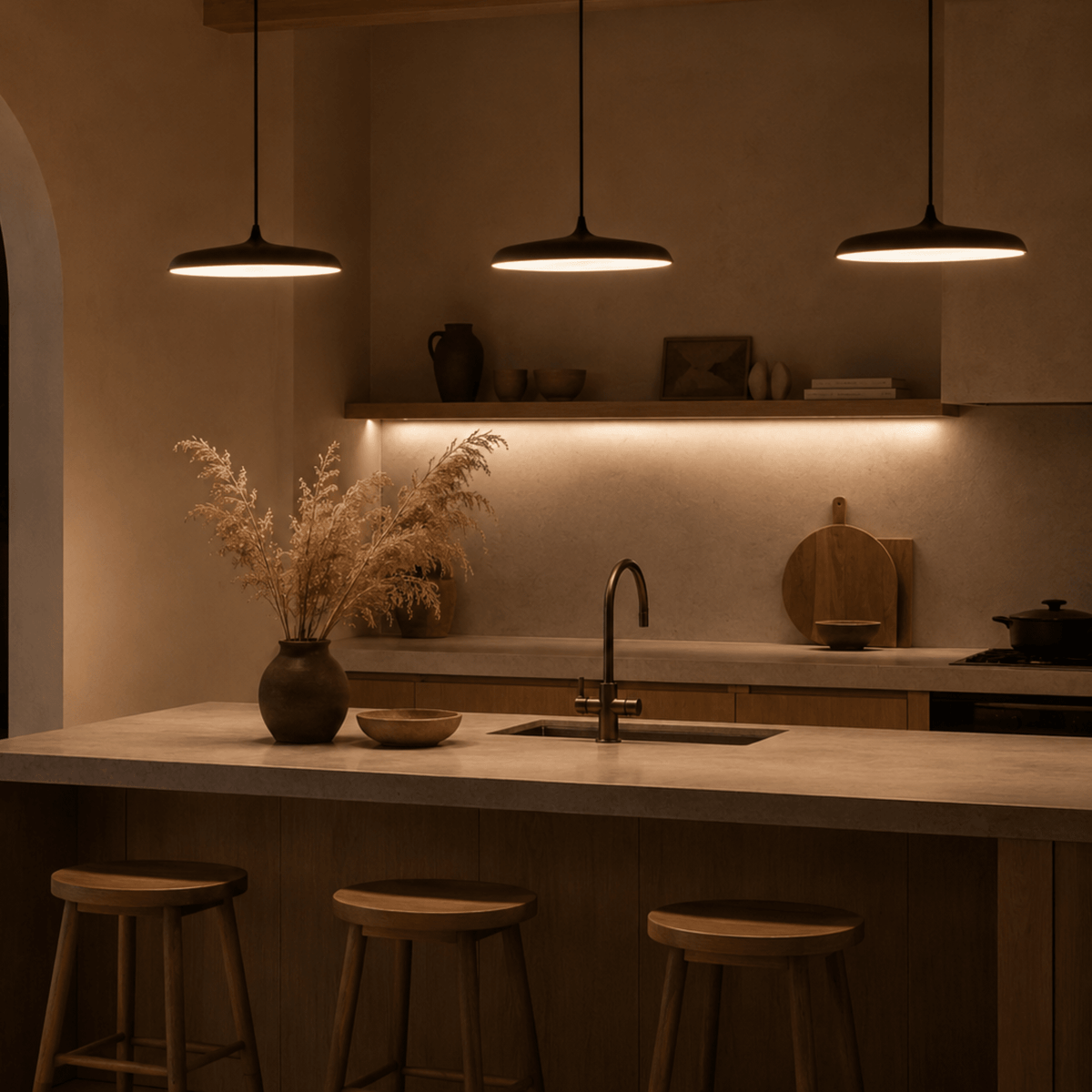 Moderne LED Pendelleuchte mit flachem Schirmdesign - Pendant Light Fixtures - Schwarz - Voldeva