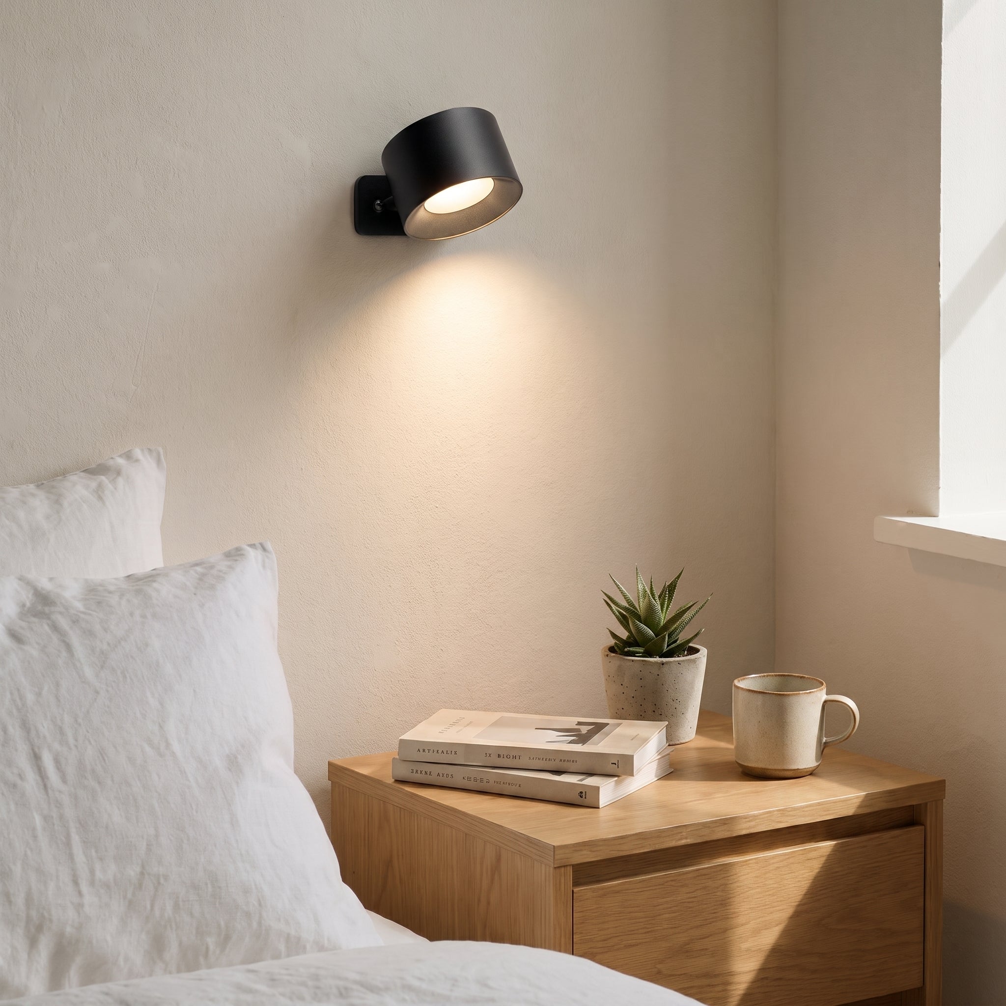 Moderne LED Wandleuchte mit rotierend Zylinderkopf - Wandleuchte - Schwarz - Voldeva