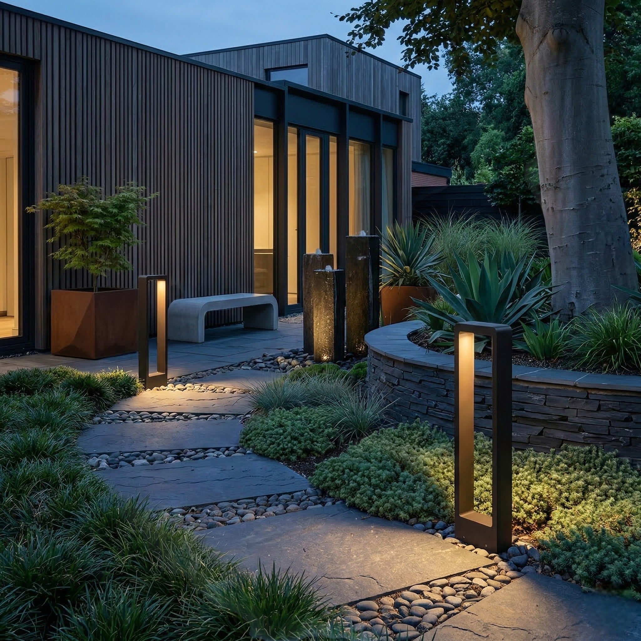 Moderne LED Wegeleuchte für Garten - und Pfadbeleuchtung - LED - Wegeleuchte - Schwarzes Gehäuse - Voldeva