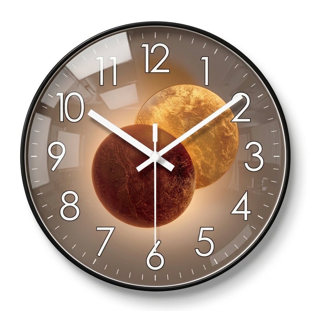 Moderne Luxus-Runde Wanduhr mit 3D-Kugeldetail - Wanduhr - Schwarz - Voldeva