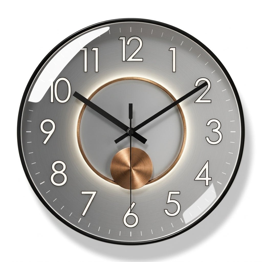 Moderne Luxus-Runde Wanduhr mit 3D-Kugeldetail - Wanduhr - Schwarz - Voldeva