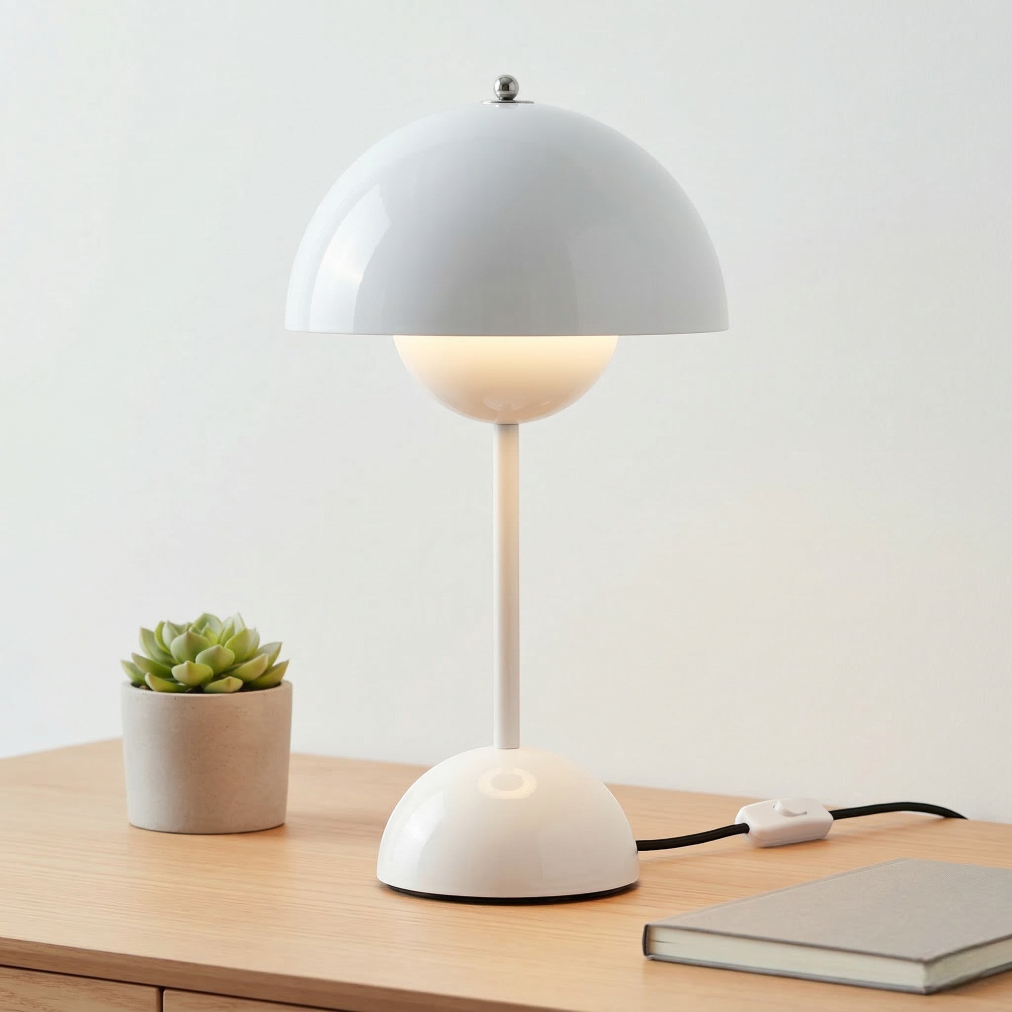 Moderne Nordic Tischleuchte im minimalistischen Pilz - Design - Pilz - Tischleuchte - Weiß - Voldeva