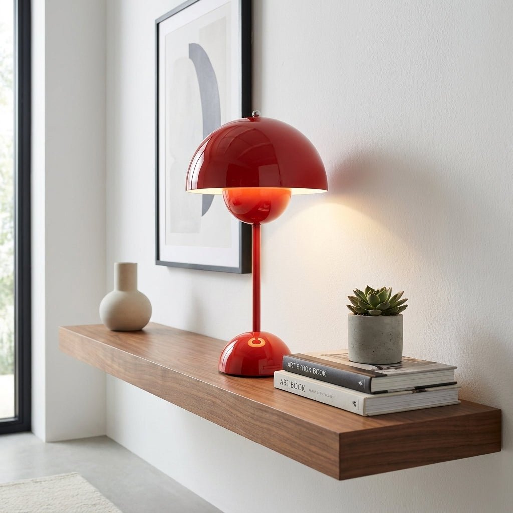Moderne Nordic Tischleuchte im minimalistischen Pilz - Design - Pilz - Tischleuchte - Rot - Voldeva