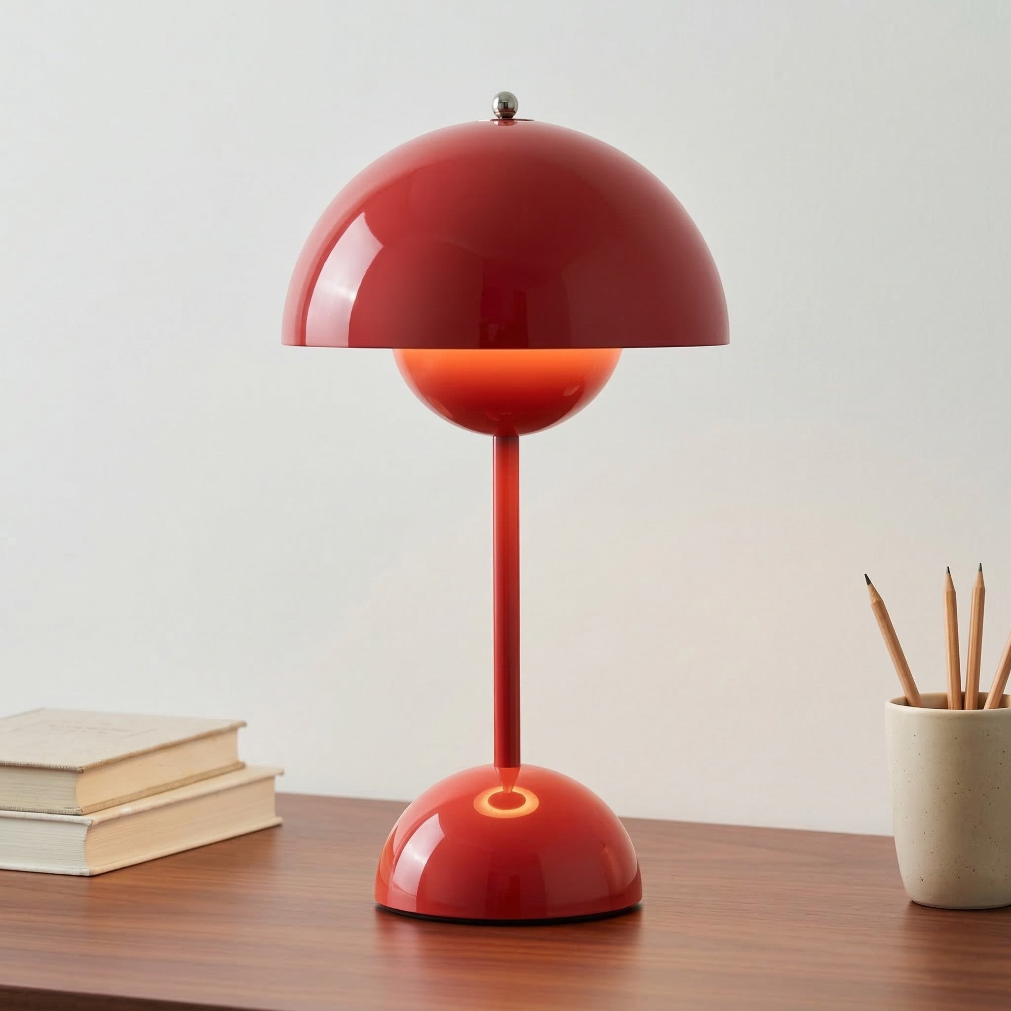 Moderne Nordic Tischleuchte im minimalistischen Pilz - Design - Pilz - Tischleuchte - Rot - Voldeva
