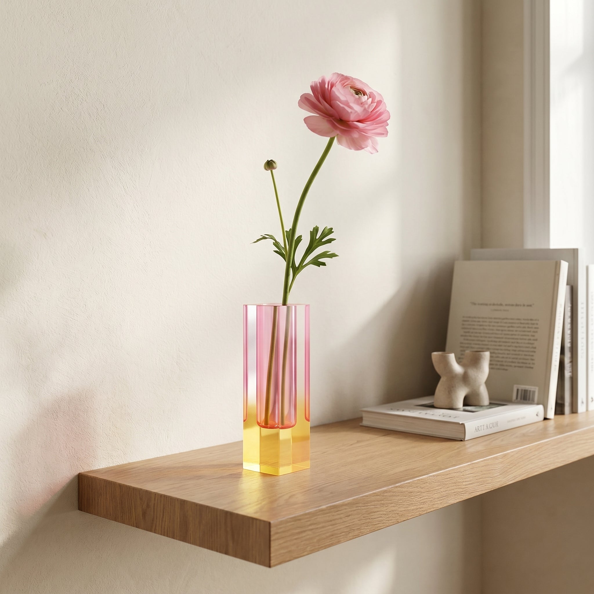 Moderne Prismenvase mit Farbverlauf - Vasen - Goldene Pfingstrose - Voldeva
