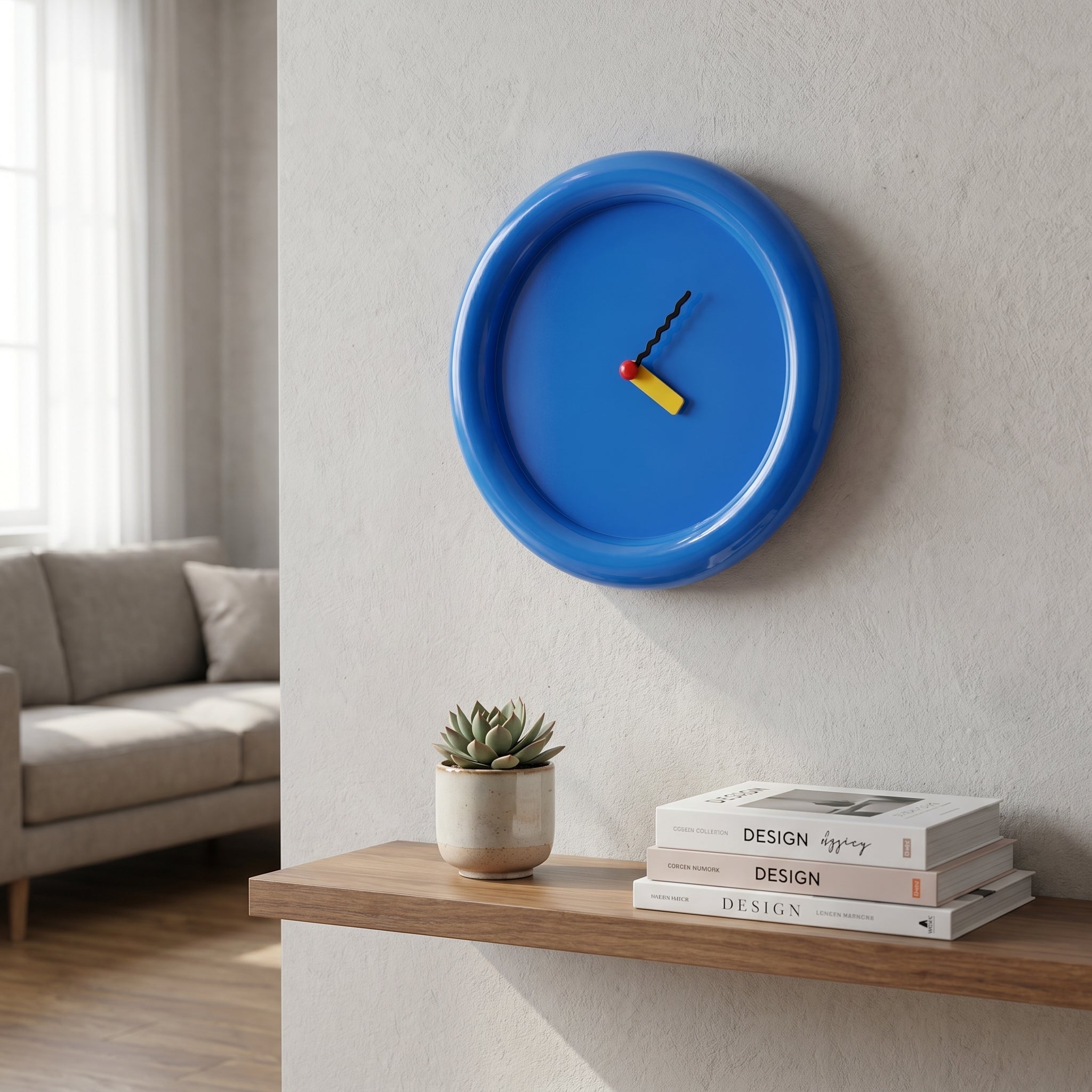 Moderne Runde Wanduhr mit minimalistischem Design - Wanduhr - Blau - Voldeva