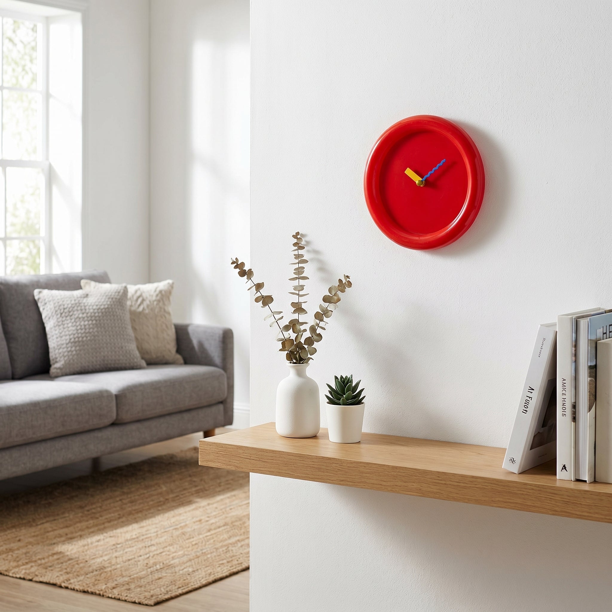 Moderne Runde Wanduhr mit minimalistischem Design - Wanduhr - Rot - Voldeva