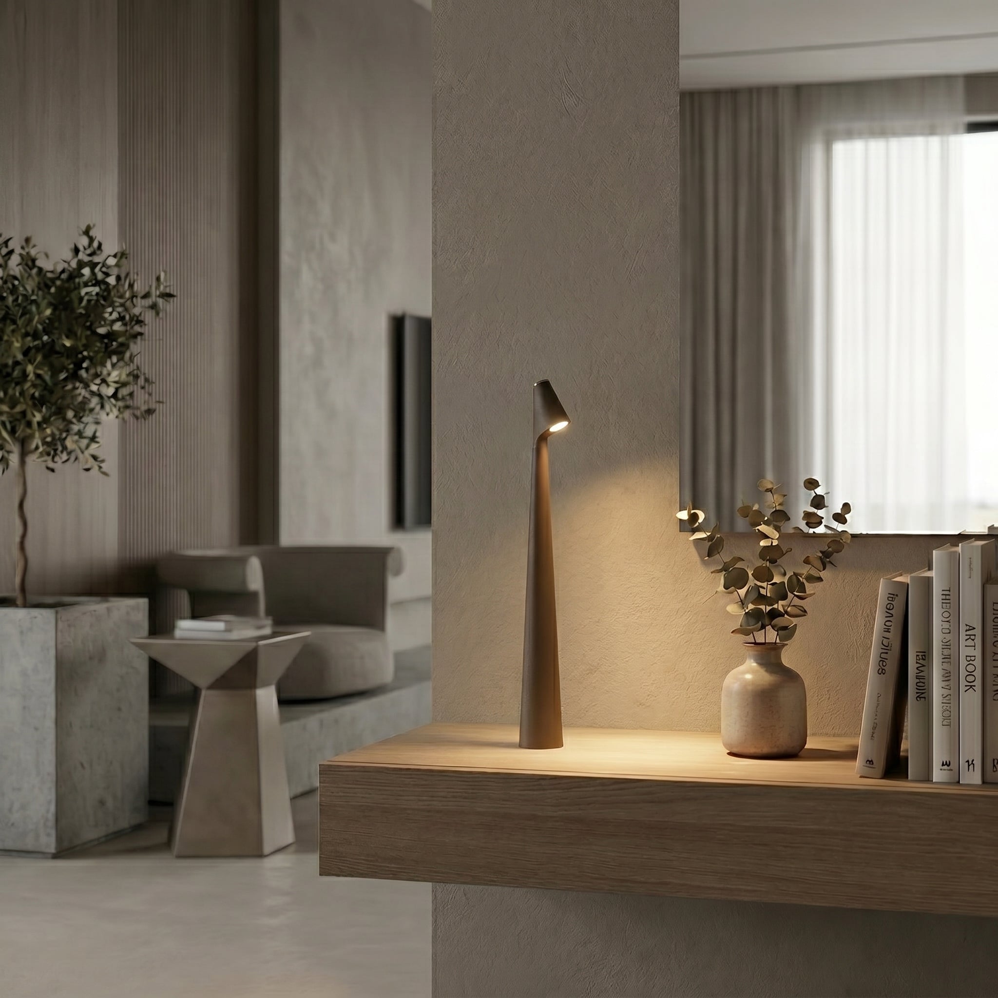 Moderne Tischleuchte im minimalistischen Design - Tischlampe - Braun - Voldeva
