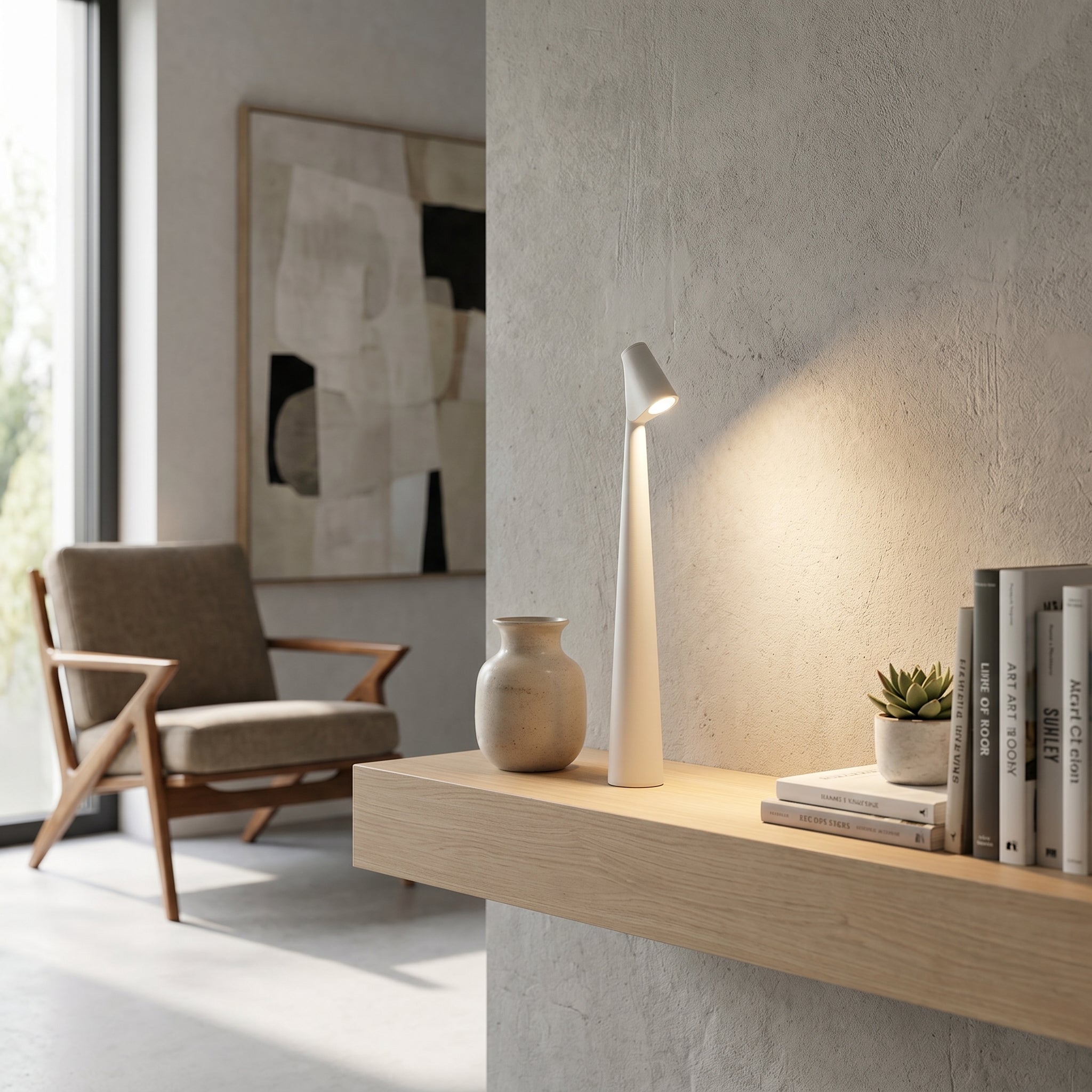 Moderne Tischleuchte im minimalistischen Design - Tischlampe - Weiß - Voldeva