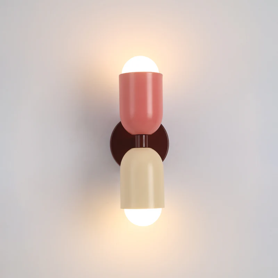 Moderne Wandlampe im Kapsel Design - Wandlampe - Rosa - Beige - Voldeva