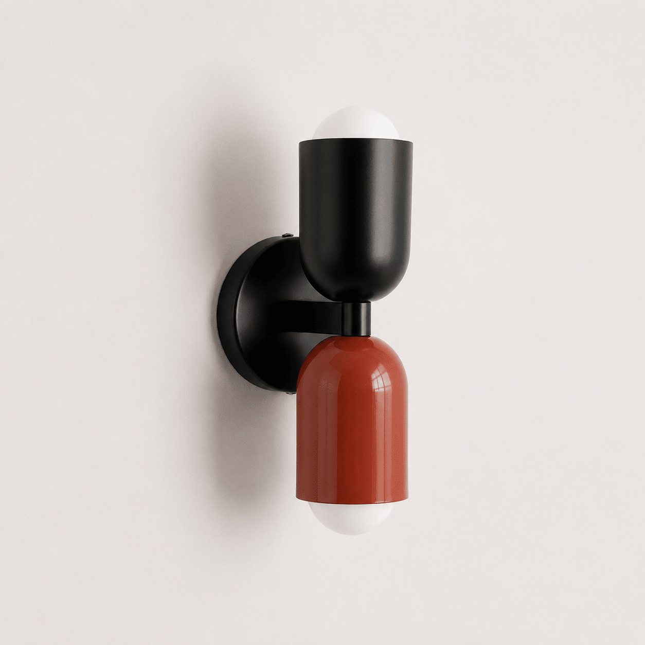 Moderne Wandlampe im Kapsel Design - Wandlampe - Schwarz – Rot - Voldeva